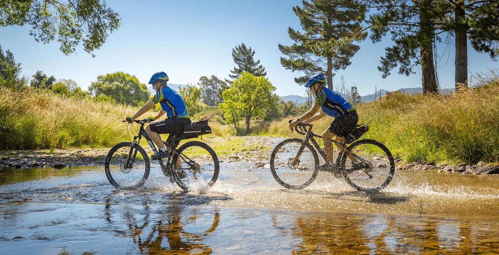 riding through stream